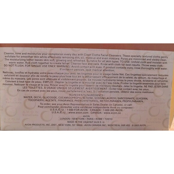 AVON SOLUTIONS 1 BOX SEALED 25 total CLEAN FACIAL CLOTHS CLEANSERS - Picture 4 of 4